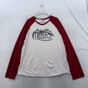 Denim & Supply Raglan T Shirt Mens 2XL White Eagle Graphic Long Sleeve